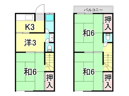 大日丘アパート(3DK/1階)の間取り写真