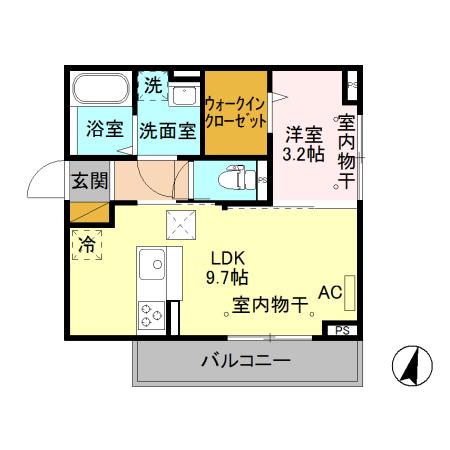 メゾンラフィーネII 105(1LDK/1階)の間取り写真