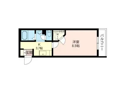 サンリーブス武蔵中原(1K/2階)の間取り写真