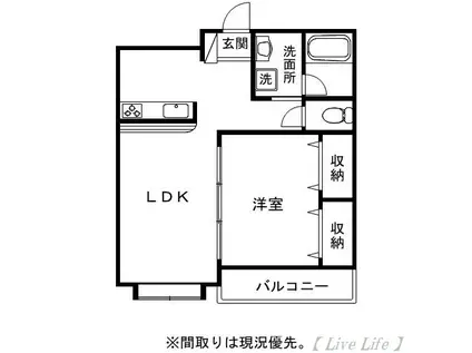 FIIIヴィラ(1LDK/3階)の間取り写真