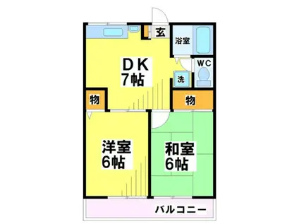 シティハイム小松原(2DK/2階)の間取り写真