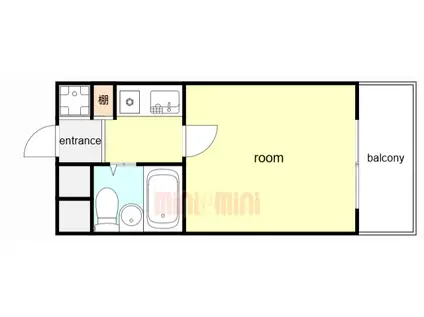 フルール岡本(1K/4階)の間取り写真