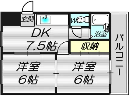 ベストレジデンス尼崎II(2DK/4階)の間取り写真