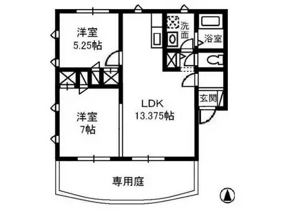 レジデンス岩田B棟(2LDK/1階)の間取り写真