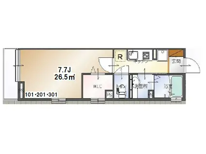 SOZEM(1K/3階)の間取り写真