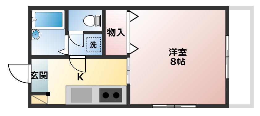 ウッドファイブI(1K/1階)の間取り写真