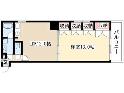 ラディアント矢場(1LDK/7階)の間取り写真
