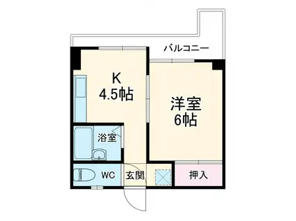YKマンション(1DK/3階)の間取り写真
