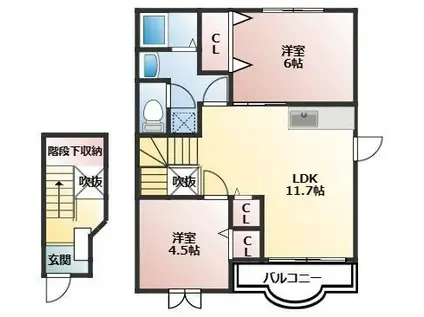 うらら香 VOLII(2LDK/2階)の間取り写真