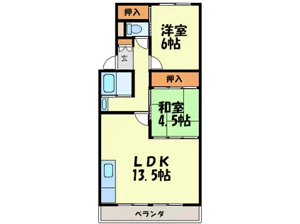 京地ビル(2LDK/4階)の間取り写真