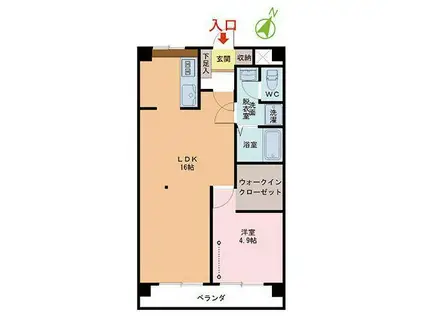 フリージア高木(1LDK/4階)の間取り写真