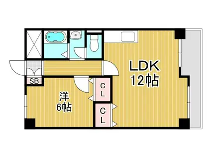 六甲ハイツ(1LDK/4階)の間取り写真