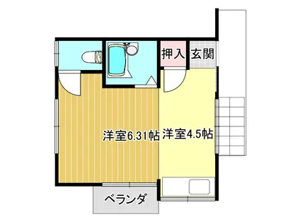 坂井アパート(ワンルーム/2階)の間取り写真