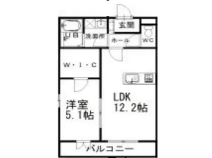 ユーシャイン和多田(1LDK/1階)の間取り写真