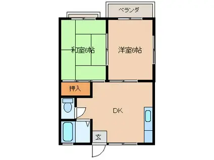 ハイムノムラ(2DK/1階)の間取り写真