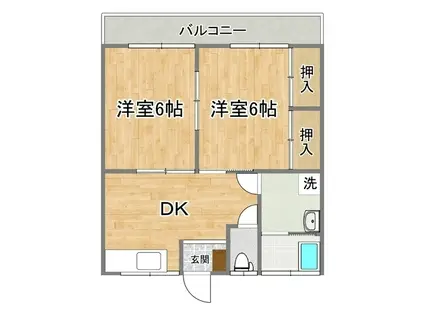 山内アパート1棟(2DK/2階)の間取り写真
