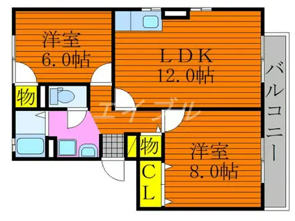 エクシード平野A棟(2LDK/1階)の間取り写真