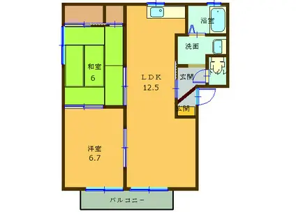 ボヌールS(2LDK/2階)の間取り写真