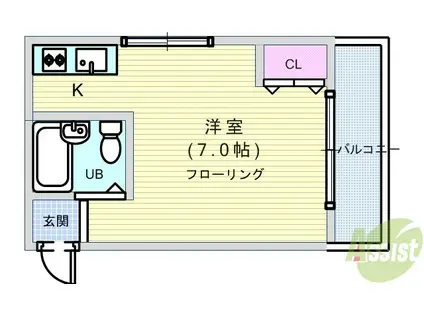 プレアール中桜塚(ワンルーム/2階)の間取り写真
