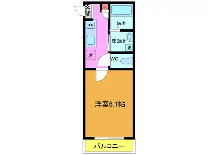 MELDIA新検見川(1K/2階)の間取り写真