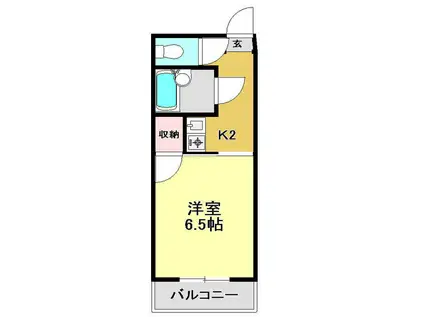 朝倉ルートハイツ(1K/3階)の間取り写真