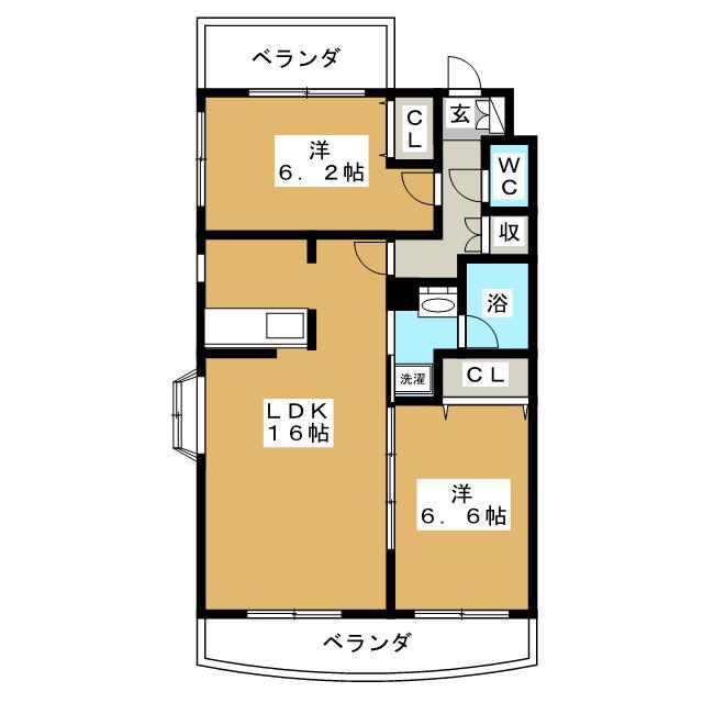 ディアコート(2LDK/1階)の間取り写真