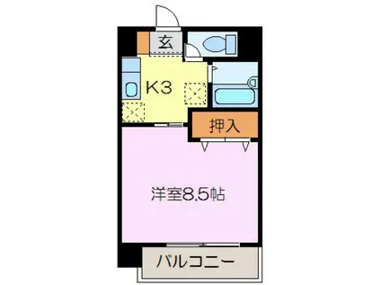 グラスリード(1K/3階)の間取り写真