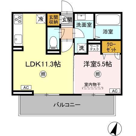 セレブ菊池(1LDK/2階)の間取り写真