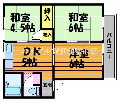 コーポ岸本B棟(3DK/2階)の間取り写真
