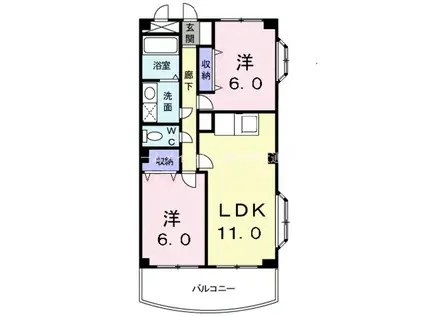メゾンエクセル(2LDK/2階)の間取り写真