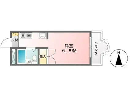 サカイハイツV(ワンルーム/1階)の間取り写真