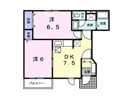 アルカンシエルII(2DK/1階)の間取り写真