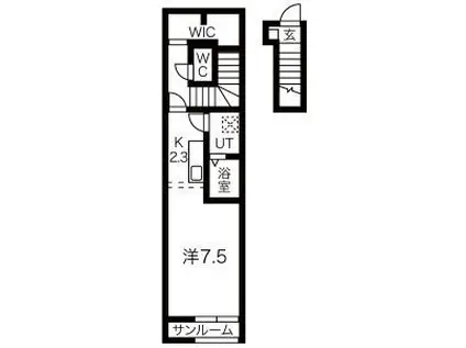 CRECIA(1K/2階)の間取り写真