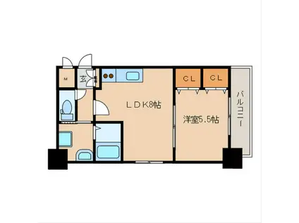 FUSHI BLD(1LDK/4階)の間取り写真