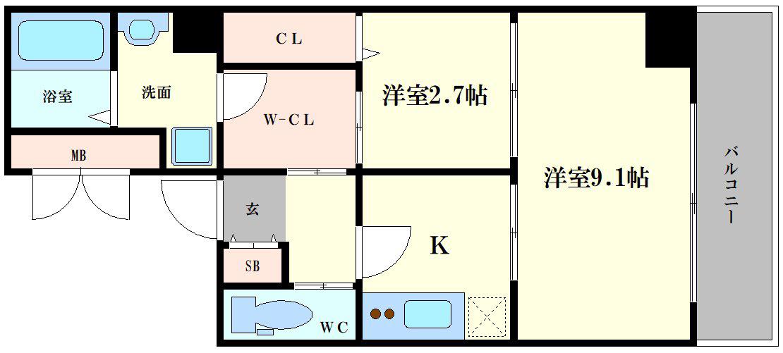 トラストマン堀江(1LDK/3階)の間取り写真