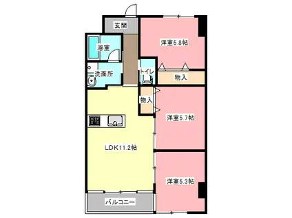 アルコリバーサイド(3LDK/6階)の間取り写真