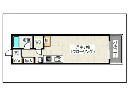 ベルカムールI(1K/2階)の間取り写真