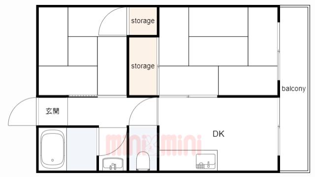 マンション藤(2DK/3階)の間取り写真
