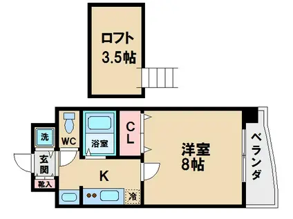 サニーコート文の里(1K/6階)の間取り写真