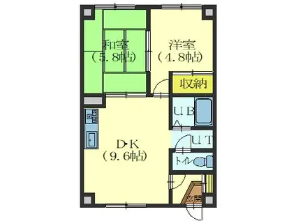 シャルム中上(2DK/3階)の間取り写真