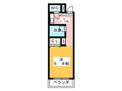 第4アサヒハイツ(1K/3階)の間取り写真