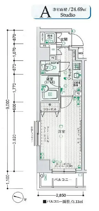 パークウェル上野毛駅前 6階階 間取り