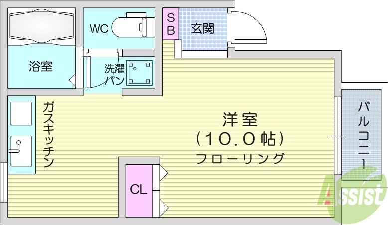 エクセルハイツ(ワンルーム/2階)の間取り写真