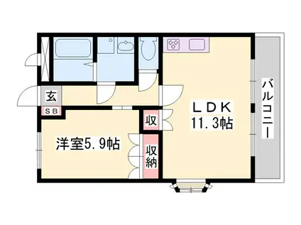 ミルフィオリII(1LDK/2階)の間取り写真