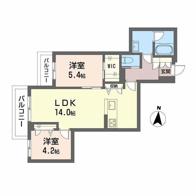 WITHPLUS上熊本駅前(2LDK/3階)の間取り写真