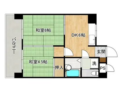 シティハイツ三郎丸(2DK/3階)の間取り写真