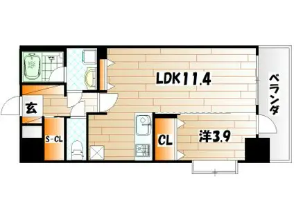 レジデンス枝光(1LDK/5階)の間取り写真