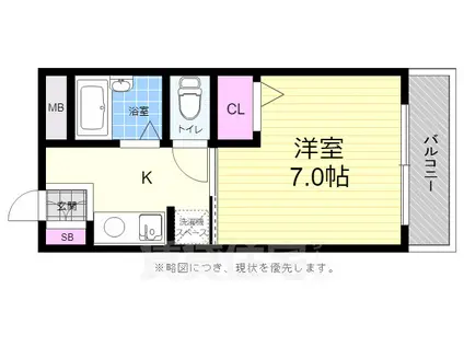 ルービンス観音1(1K/4階)の間取り写真