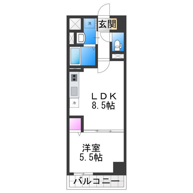 リアライズ今里南(1LDK/7階)の間取り写真