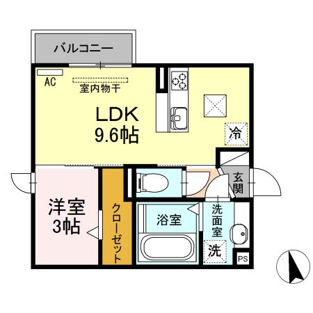 歩夢II(1LDK/1階)の間取り写真